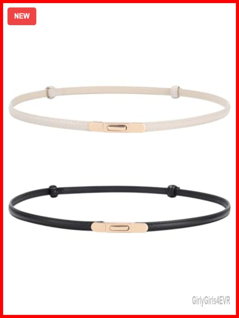 2 Pack Women Skinny PU Leather Belt Thin Waist Belt for Dress Jeans